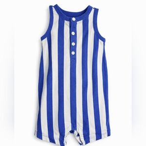 Hanna Andersson Blue White Stripe Sleeveless Romper 2T (85cm)
